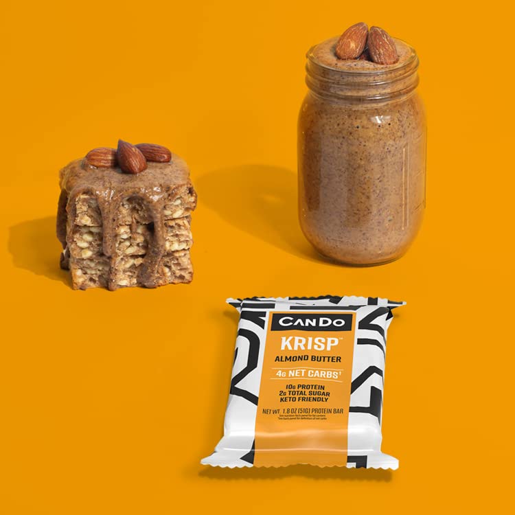 CanDo Krisp Keto Snack & Keto Bar (12 Pack, Almond Butter) LowCarb Snack, LowSugar High