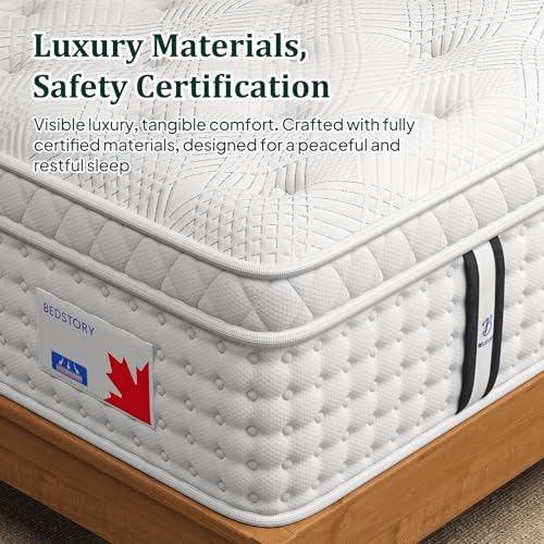 BedStory Full Size Mattress 10 Inch, Firm Hybrid Double Matelas in a Box, Individual Pocket Springs for Back & Lumbar Support, Fiberglass Free