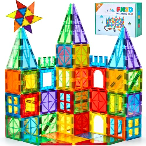 FNJO Magnetic Tiles, 110 Pieces Magnetic Building Set, Magnetic Blocks, Stem Montessori Educational Toy for Boys/Girls 3+ Years Old