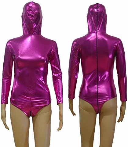 Nightclub Stage Performance All-inclusive Sexy Lingerie, Sexy T Crotch Light High Elastic Coating Fitness Tights,Rose Red,M