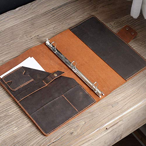 Personalized leather Binder 3-Ring, 8.5 x 11 refillable paper, Leather portfolio, Leather Business Folio, Work portfolio, D711