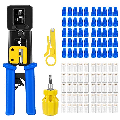 SILIVN EZ Rj45 Rj11 / 12 Crimping Tool, Crimp Tool Kit for Cat5 Cat5e ...