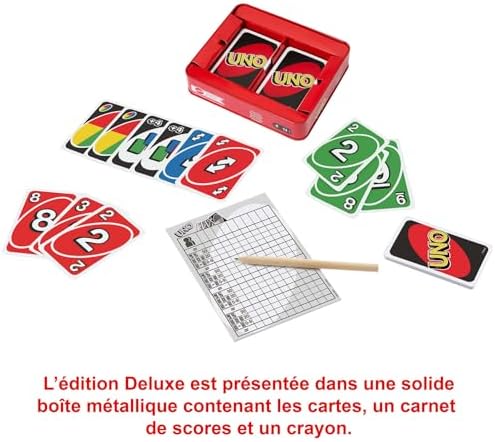 UNO Deluxe, Juego de Cartas, 7+ años, 2-10