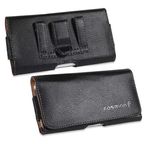Fosmon Black Leather Horizontal Carrying Pouch Case for Samsung Galaxy S4 S IV / Galaxy S4 Active / HTC One M7 / BlackBerry Z10 - Black Fosmon Black Leather Horizontal Carrying Pouch Case for Samsung Galaxy S4 S IV / Galaxy S4 Active / HTC One M7 / BlackBerry Z10 - Black