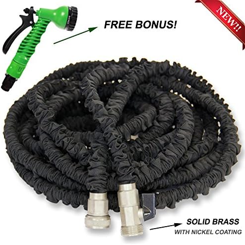 [NOW UPGRADED] 75ft Heavy Duty Expandable Garden Hose - Designed for Garden Watering, Car/Pet Washing - Premium Exterior, Solid Brass Ends, High Pressure Resistant, 7 Spraying Patterns