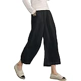 UNibelle Women Cotton Linen Pants Casual Drawstring Elastic Waist Beach Trousers