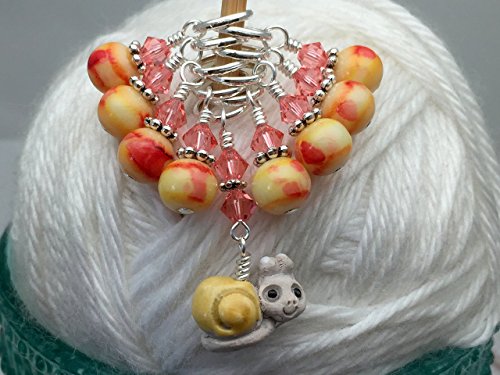image for Jill's Beaded Knit Bits Cute Snail Stitch Marker Charm Set- Knitting J