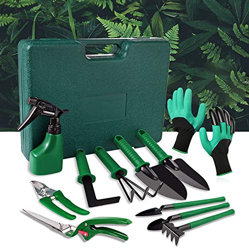 Gardening-Gifts Gardening Tools Set Garden Tools Set for Women Men Kid, Gardening Gloves Shears Portable Box Steel Garden Hand Tool Kit, Vegetable Herb Indoor Outdoor Storage Toolbox Gardener Supplies