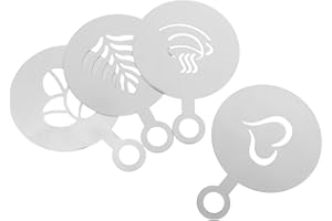 Zerodeko Latte Art Coffee Stencils Stainless Steel Cappuccino Decorating Tools 4pcs Set for Home and Coffee Shops