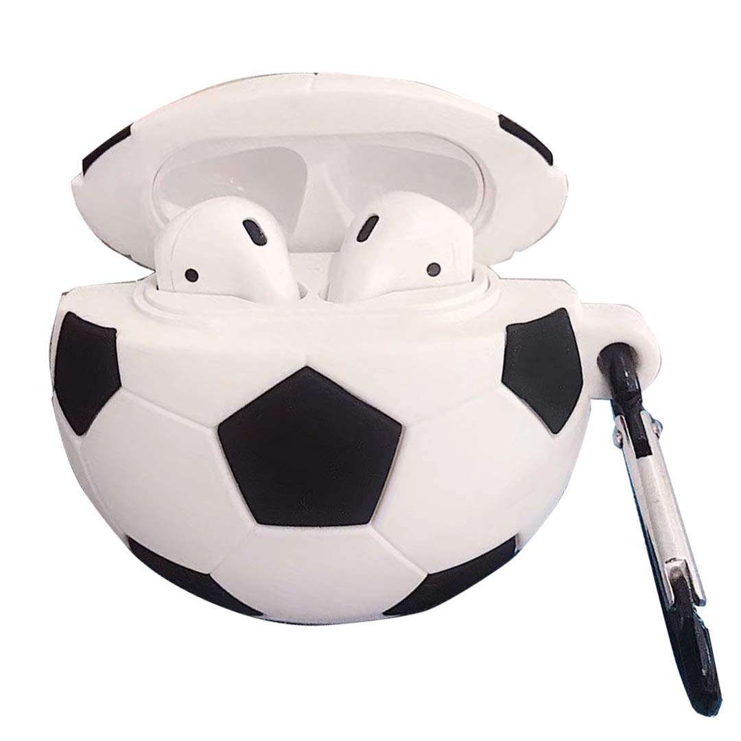 Silicone Case for Airpods Pro, Cute Funny Basketball Soccer Football Soft Rubber Cover Skin with Keychain (Football)