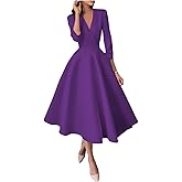 Fievlrs Half Sleeve Tea Length Wedding Guest Dresses for Women Elegant Satin A Line Midi Evening Dress