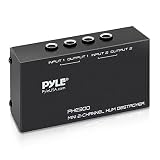 Compact Mini Hum Eliminator Box - 2 Channel Passive Ground Loop Isolator, Noise Filter, AC Buzz Destroyer, Hum Killer w/ 2 1/4-Inch TRS Input and Output for 2 Mono / 1 Stereo Signal - Pyle PHE300