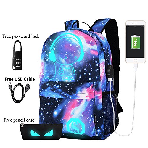 A-MORE Anime Luminous Backpack Noctilucent School Bags Daypack USB chargeing port Laptop Bag Handbag For Boys Girls Men Women (Music boy 3)