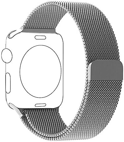 Apple Watch Band, Knnke Fully Magnetic Closure Clasp Mesh Loop Milanese Stainless Steel Bracelet Strap for Apple iWatch Sport &amp; Edition 42mm (Silver)