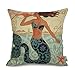 Monkeysell Mediterranean style The little mermaid pattern pillowcases Home decoration Cotton linen square decoration fashion the pillowcase - 18 