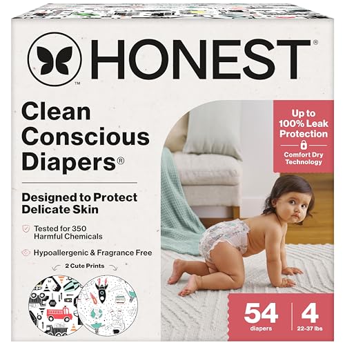 The Honest Company Comfort Dry Disposable Daytime Diapers for Sensitive Skin, H…