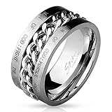 STR-0499 Stainless Steel Chain Spinner Center with Bible Words Engraved Ring
