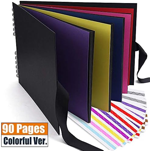 Scrapbook Photo Album, Casaon DIY Photo Album 40 Black & 5 Colorful Sheets for Classification with Pen and Corner Stickers, Great Gifts for Baby Wedding Anniversary Birthday Graduation 90 Pages