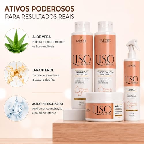 Lakose Kit Liso Absoluto Efeito Liso e Anti Frizz 4 Itens