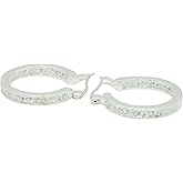 Sterling Silver Cubic Zirconia Hoop Earrings, Inside-Outside Design