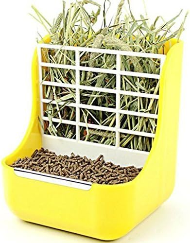Misyue Click Image to Open expanded View Hay for Bunnies Small Animal Supplies Plastic Pet Rabbit/Chinchillas 2 in 1 Feeder Bowls Double use for Grass/Food