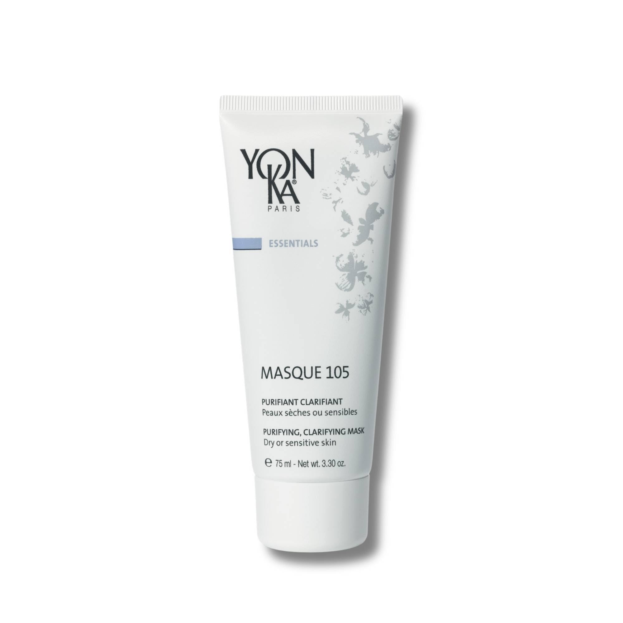 Masque105 Yonka Face Mask for Dry or Sensitive Skin 75ml | Detoxifying Clays and Purifying Essential Oils | Cleanses, Absorbs Excess Sebum and Shrinks Pores | For Acne and Blemishes | Water Rinse