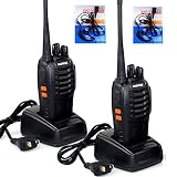 Nestling 2PCS 400-470 MHz Walkie Talkie Two Way Radio Rechargeable Long Range Headset Headphone Built in LED Torch BF-888s(Pack of 2)