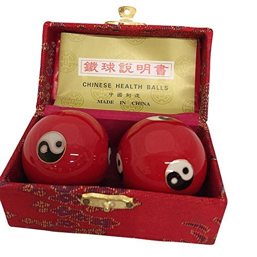 Baoding Balls Chinese Health Massage Exercise Stress Balls - Red YinYang #3 by THY ARTS