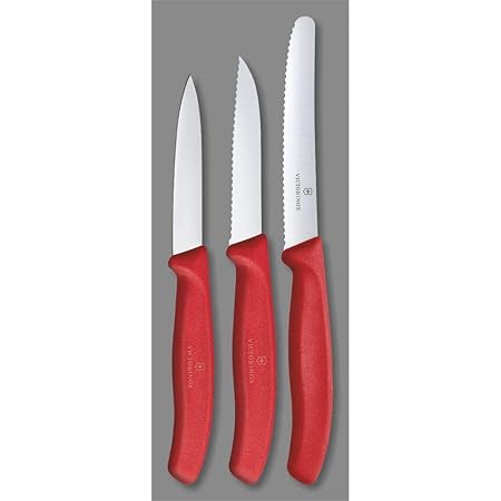 Victorinox Swiss Classic Paring Knife Set, 1.2cm, Set of 3, Red