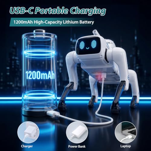 Robot Dog Toys for Kids, Remote Control & App Controls with USB C Charing | Programming Function, Singing Dancing Interactive Pet with Stories, Rechargeable RC Robotic Dog Gifts for Boys Girls Age 3-12