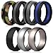 Saco Band Mens Silicone Rings Wedding Bands - 7 Pack (Middle Line Black Blue Gray, Camo Black, Silver, Dark Silver, Black, 12.5-13 (22.2mm))