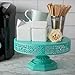 Isabelle Collection Teal 12 Inch Metal Cake Stand, Round Wedding Birthday Party Dessert Cupcake Pedestal Display Plate