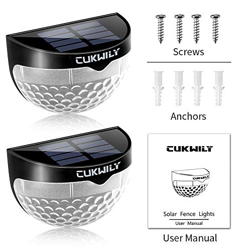 Fence Post Solar Lights CUKWILY Solar Deck Lights Wall Mount Solar Powered Lights Decorative Lighting 2 Packs Black