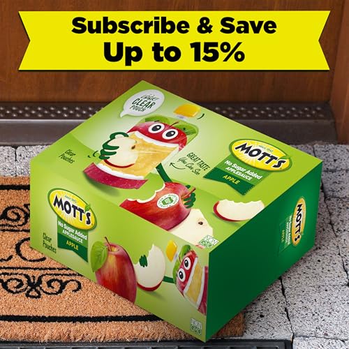MOTT’S NO SUGAR ADDED APPLESAUCE, MADE FROM REAL FRUIT, NO ARTIFICIAL FLAVORS, 3.2 OZ CLEAR POUCHES, 20 PACK