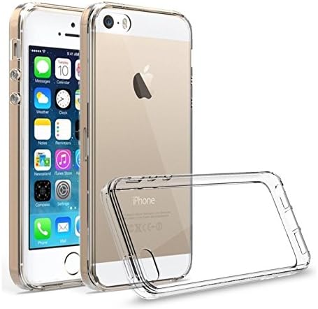 USBelieve Crystal Clear Premium Hybrid Protective Case, TPU Soft Bumper and Hard Back Cover for iPhone SE, 5, 5S (Crystal Clear)