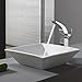KES Bathroom Square Porcelain Vessel Sink Above Counter White Countertop Bowl Sink for Lavatory Vanity Cabinet Contemporary Style, BVS111…