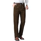 Men's Classic Fit Corduroy Dress Pants, High Waist Pleated