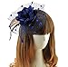 Coolwife Womens Fascinator Veil Flower Cocktail Tea Party Headwear (Dark Navy Blue)