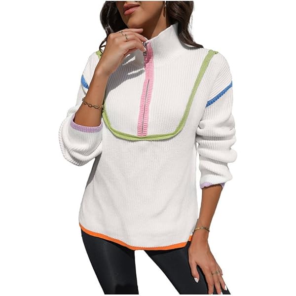 Fixmatti Women's Half Zipper Sweatshirt - Oversized Drop Shoulder Pullover Long Sleeve Top - View #6