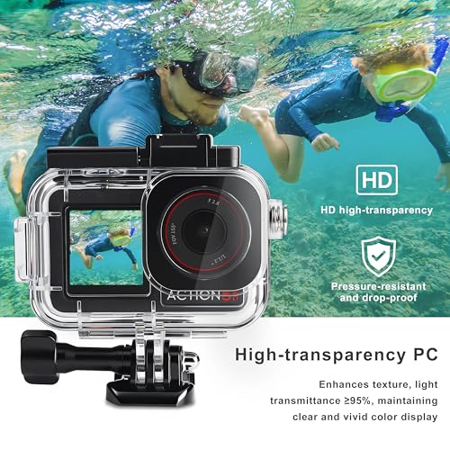 FitStill 196FT/60M Waterproof Case&3 Filters&Floating Hand Grip Stick Set Compatible for DJI Osmo Action 5 Pro Action 4 Action 3,Snorkeling Surfing,Wakeboarding Protective Cover Shell Accessories Kit