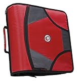 Case-It Zipper Binder with 5 Tab Files, D-Ring, 4 Inches, Red