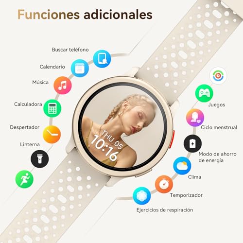 Women's Smart Watch 1.27 Inch Smartwatch Round Man 2 Straps, Sleep Monitor Health and Fitness Functions 120+ Sports Modes 3ATM Waterproof for iPhone/Samsung/Android Beige