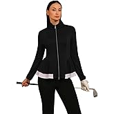 ACEGOLFS Womens Ruffle Golf Jacket Lightweight Long Sleeve Athletic Jacket Women UPF 50+ Full Zip Ladies Workout Top Yoga Gym