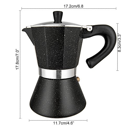 TopHomer Espresso Coffee Maker Moka Pot Stovetop 6 Cup Machine With Large Handle To Prevent Burns Induction Coffee Cooker for Home and Office Use