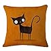 JES&MEDIS Cute Cat PatternPillow Case Linen Cotton Cushion Throw Pillow Cover Square 18