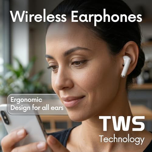 Caixa de auscultadores Smartix TWS SM60-Fi9-B BT V5.3 com função de carregamento inclui bateria branca de 300 mA