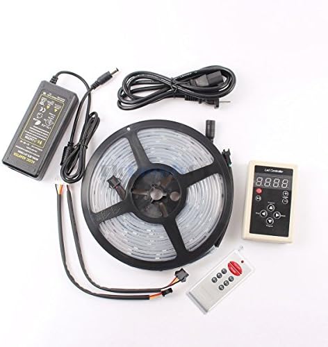 elcPark 16.4ft 5m RGB Dream- Color Flex LED Rope Light 6803 IC SMD5050 Waterproof IP67 150LED DC 12V 133 Color Change +RF Controller + 5A Power Supply (White PCB)