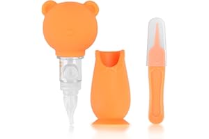 luanerl Manual Nasal Aspirator for Baby - Cute Bear Shaped- Food Grade Silicone Baby Nose Sucker for Newborns & Toddlers, Gentle Suction for Congestion Relief, Easy to Use for Home & Travel