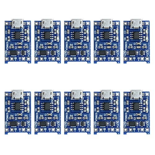 Stemedu 10PCS 5V 1A Micro USB 18650 Lithium Battery Charging Board TP4056 Charger Module with Protection (Pack of 10)