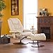 Bonded Leather Recliner and Ottoman - Taupe